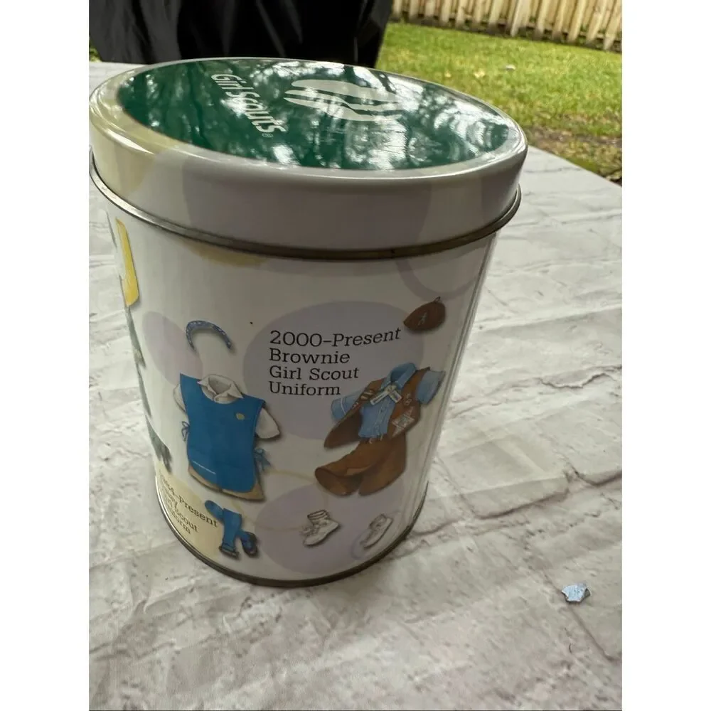 Girl Scouts Uniforms Through The Years Collectible Tin Small Round 1927-Present